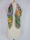 CARLISLE Multi Color Floral Print 100% Silk Scarf Wrap One Size