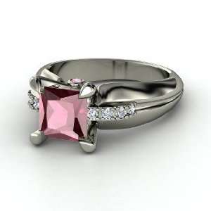  Jordan Ring, Princess Rhodolite Garnet 14K White Gold Ring 