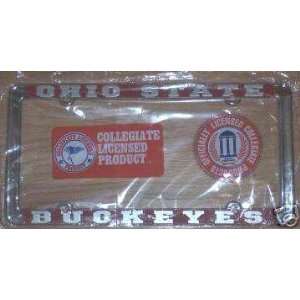  Ohio State Metal License Plate Frame   Pewter Look Design 