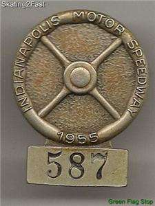 1955 Indianapolis 500 Silver Pit Badge Bob Sweikert  