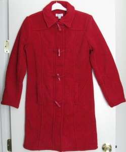 Denim & Co. Fleece Toggle Coat with Sherpa Lining and Trim APPLE RED X 