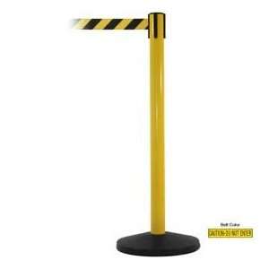 Yellow Post Safety Barrier, 7.5ft, Caution Belt  