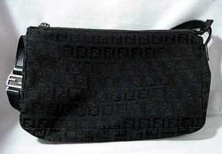 Authentic Fendi Handbag Black Fabric With Leather Strap  