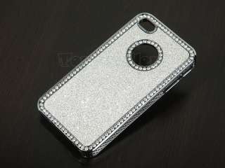Silver Glitter Sparkle Diamond Bling Case Cover For iPhone 4 4S 4G 