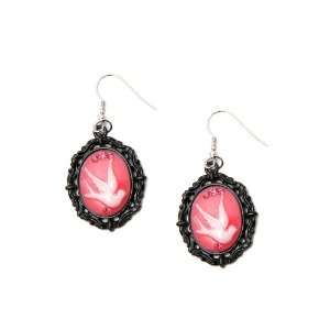  Pink Sparrow Cameo Earrings Jewelry