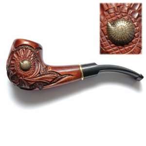   Hand Carved Tobacco Smoking Pipe Spiral + Pouch 