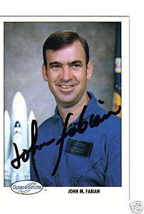 Shuttle Astronaut John Fabian signed space shot 129  