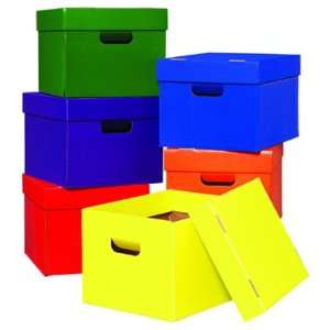 EDUPRESS BLUE ORANGE PURPLE RED AND YELLOW TOTE/STOW BOXES ONE EACH OF 