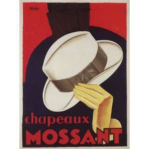  CHAPEAUX MOSSANT HAP ELEGANT MAN VINTAGE POSTER REPRO 