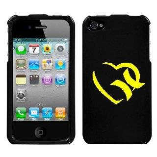 APPLE IPHONE 4 4G YELLOW HURLEY HEART ON A BLACK HARD CASE COVER