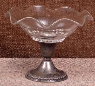 Rogers Sterling Silver Candlestick Base & Glass Bowl  