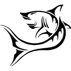  SHARK CURLED / wall or car   Vinyl Decal   Cool size 7 x 