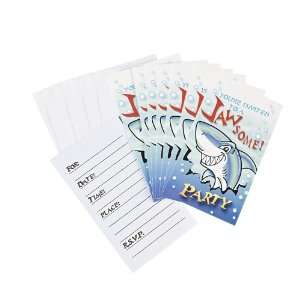  Jawsome Shark Invitations with Envelopes (8 pc) Toys 