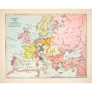  1928 Print Map Europe Russia Sweden Scotland Ireland Spain 