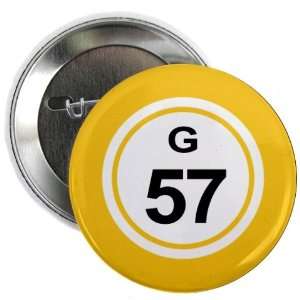  BINGO BALL G57 FIFTY SEVEN YELLOW 2.25 inch Pinback Button 