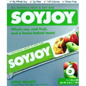 SOYJOY ALL NATURAL FRUIT & SOY BAR APPLE WALNUT 6 PACK (Six 1.06 oz 