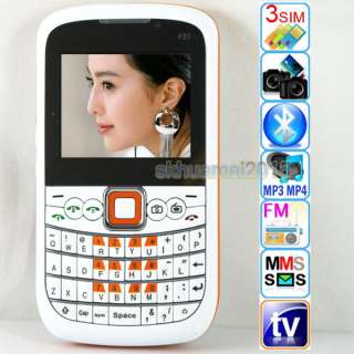   unlocked 3 SIM QWERTY Cheapest TV cellphone Mobile Phone F51  