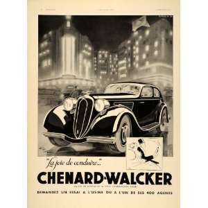  1936 French Ad Chenard Walcker Vintage Car George Ham 