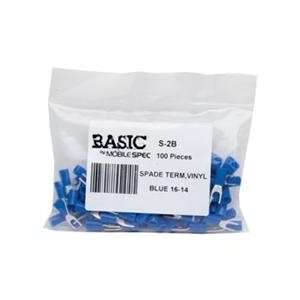 MobileSpec / BASIC 16 14 Gauge #6 Vinyl Spade Terminals   Blue 100 