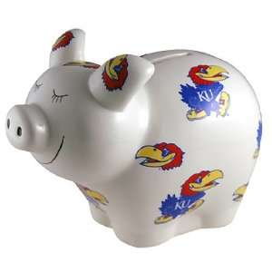  NCAA Kansas Jayhawks Piggy Bank with All Over Logo Sports 