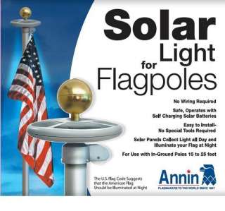 Solar Power Flag Pole Flagpole 20 LED Light Top Mount  