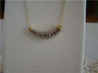 10K YG Champagne White Diamond Necklace Pendant, 18  