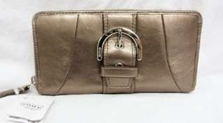 Coach Soho Leather Buckle Zip Around Wallet Bronze Brown F45580 