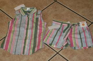 NWT Girls 6 GYMBOREE SPRING SOCIAL Striped Shorts Shirt  