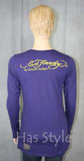   Shirt SKULL Love HEART Rhinestones Large long sleeve purple  