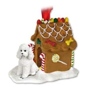  Poodle Sport Cut Gingerbread House Ornament   White