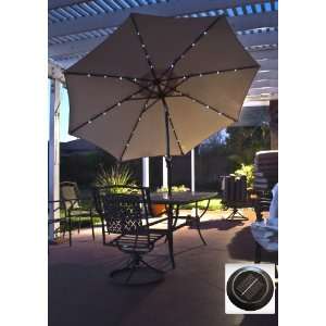  Solar Powered 9 Tan Patio Umbrella with Tilt 32 Super 