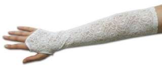 Wedding Prom LACE Pink White ELBOW Fingerless Gloves  
