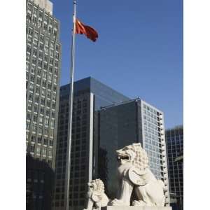  Stone Lion Statue in the Cbd Business District, Beijing 