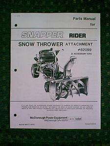 SNAPPER REAR ENGINE SNOWBLOWER ATTACHMENT 82099 MANUAL  