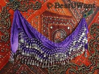 PLUS SIZE Belly Dance Silver Costume Hip Scarf Belt  