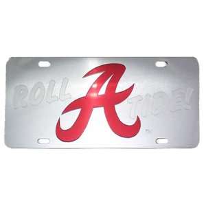   Tide Silver Mirror License Plate with Crimson A logo and Satin Roll