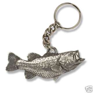 LARGEMOUTH BASS Fine Pewter Keychain Key Chain Ring Fob  