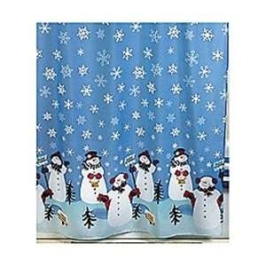  Snowman Christmas Holiday Winter Fabric Shower Curtain 