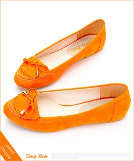 BN Womens Elegant Ballet Slip on Knot bow Flat Shoes in Blue, Orange 
