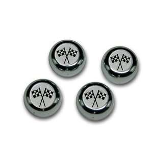  Checkered Flags ABS Chrome Snap Caps Automotive