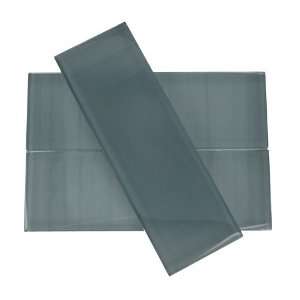  Loft Blue Gray Polished 4X12 Glass Tiles 1 Piece Sample 