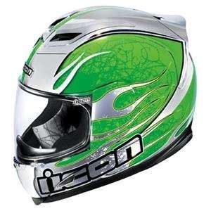  Icon Airframe Claymore Chrome Helmet   Large/Green 