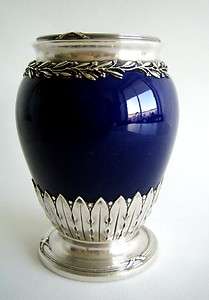 Antique French Silver Porcelain CHOISY LE ROI Ash Can Vase  