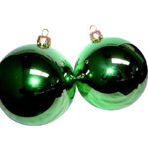 Set of 6 Shiny Classic Holiday Green Glass Ball Christmas Ornaments 2 