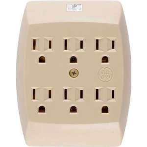 GE 50262 Six 6 Outlet In Wall Adapter Ivory  