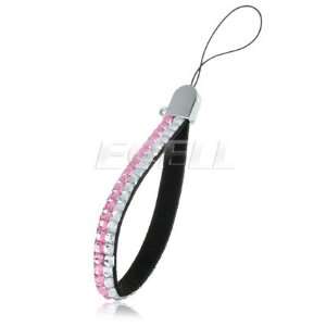   CLEAR & PINK STRIPE BLING STRAP HOLDER FOR MOBILE PHONE Electronics