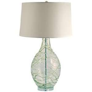  Green Glass Swirl Over Clear Glass Table Lamp