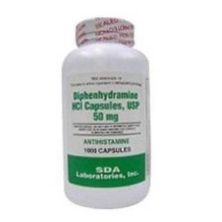 Diphenhydramine HCI 50 Mg Allergy Medicine and Antihistamine 1000 caps