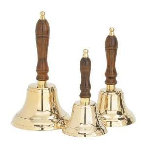  Set of 3 Brass Hand Bells with Wood Handle