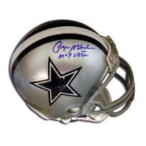  Roger Staubach Signed Cowboys Mini Helmet   SB VI MVP 
